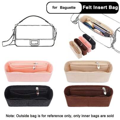 1 pieza Bolsa organizadora con múltiples bolsillos para el almacenamiento interior de una bolsa, forro de bolsa, inserto de fieltro, organizador de bolsas de mano y cosméticos