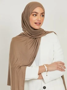 1pc Women's Solid Color Jersey Hijab Scarf, Various Sizes Available Headband For Abaya Women Veil