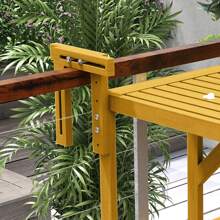 Outsunny Railing Table W/ Adjustable Height, Outdoor Hanging Table, Natural