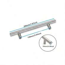 1pc Silver T-Shaped Round Tube Stainless Steel Handle Kitchen Cabinet Handle Drawer Cabinet Door Handles - Multicolor - View 12