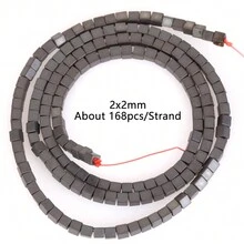 1條天然赤鐵礦石黑色啞面幾何圖案愛心立方圓珠珠寶製作配件耳環項鍊diy配件 15" - 彩色 - 查看 46
