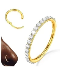 G23 Titanium Nose Ring Hoop Cartilage Earring Hoop Clicker CZ Septum Rings Conch Piercing Jewelry Tragus Daith Helix Earrings For Women 16G 18G 20G Silver Gold 8mm 10mm 12mm