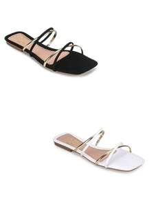 Women Flat Sandals - 黑色 - 查看 2