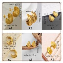 時尚個性化極簡風格不鏽鋼鍛造十字形鑽石吊墜耳環，金色塗層 - 金色 - 查看 2