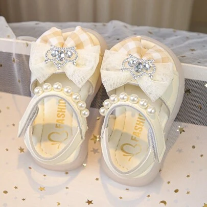 Girls' Sandals With Toe Show & Rhinestone Crown Decor, Summer Baby Sandals, Cute Princess Style With Hook And Loop Closure & Soft Sole