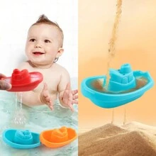 6 pièces/set Jouets de bain empilables arc-en-ciel colorés, navire et tasse, jouets éducatifs de puzzle pour le jeu de baignoire de bébé