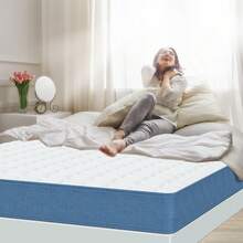 Single Cooling Gel Memory Foam Mattress - Medium Firm Supportive Pressure Relief, Soft Skin-Friendly Fabric - Blue and White - View 3