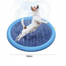 1片可折疊寵物噴水加厚墊子狗狗浴池加厚耐用沐浴盆寵物夏季戶外水浴用品 - 藍色 - 查看 4