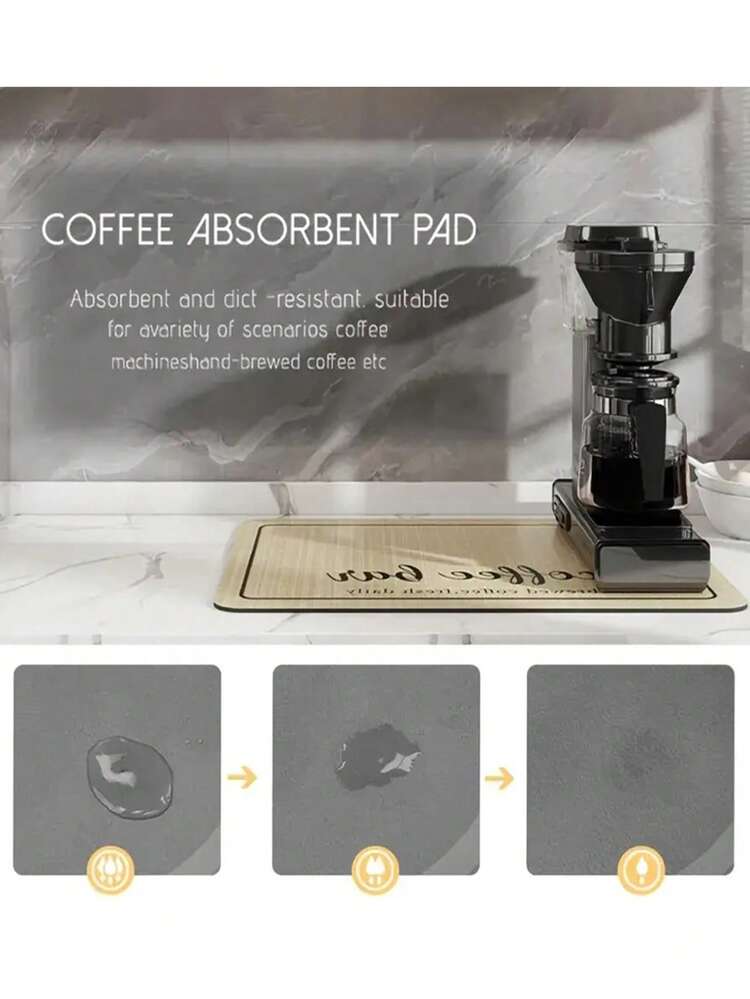 1 pieza Estera de drenaje de cocina de estilo minimalista americano, almohadilla para máquina de café, rápida absorción de agua, mantiene las encimeras secas - Gris - Añade 9