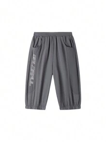 Annil Boys' Knit 3/4 Pants, Suitable For Summer Sports, Cool And Comfortable, Versatile Casual Pants - Grey - View 1