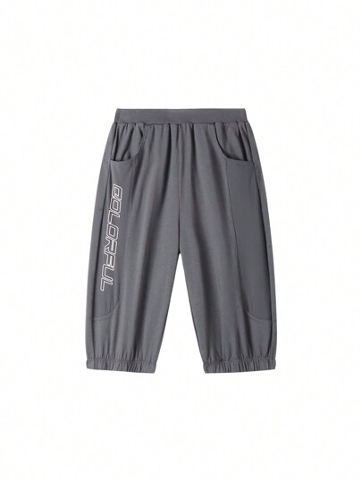 Annil Boys' Knit 3/4 Pants, Suitable For Summer Sports, Cool And Comfortable, Versatile Casual Pants