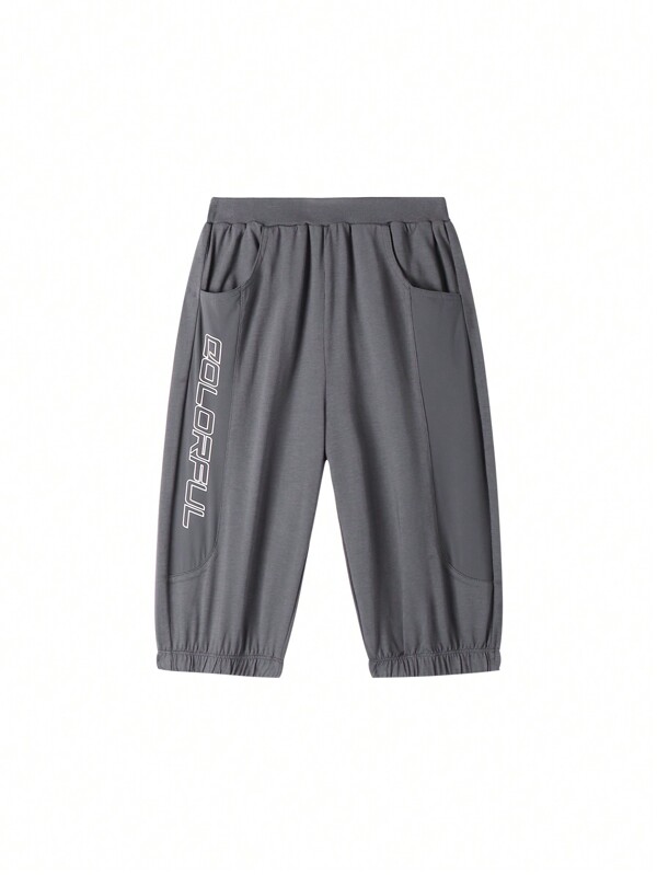 Annil Boys' Knit 3/4 Pants, Suitable For Summer Sports, Cool And Comfortable, Versatile Casual Pants