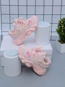 兒童鞋2024春秋新款透氣休閒運動鞋,男女學生防滑跑步鞋 - 粉色 - 查看 3