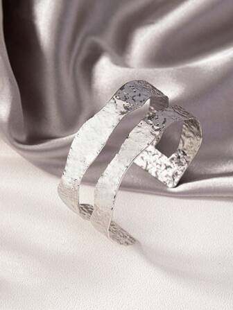 エレガント レトロシンプル ラインストーン オープンカフブレスレット1本