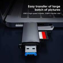 6-In-1 Otg Sd Tf Card Reader High-Speed Transfer Adapter Usb Flash Drive Adapter C-Type Usb3.0 Micro Usb Multi-Function Aluminum Alloy Card Reader - Black - View 4