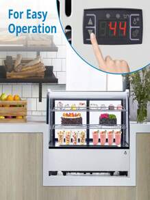 Commercial Countertop Refrigerator Display Case Merchandiser With Led Lighting, 4.6 Cu.Ft Pastry Display Case,Double-Layered Glass Commercial Countertop Bakery Display Refrigerator - Black - View 3