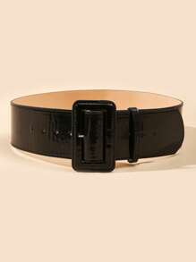 1 Pieza Cinturón Pu Con Espejo Para Mujer Con Hebilla De Bolso, Cinturón Pu Ancha En Color Dopamina Brillante, Adecuado Para Uso Diario - Rojo - Ver 5