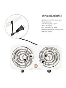 Parrilla Electrica Induccion Estufa Hornilla Doble Termostato Cocina Control de Temperatura  127v - Blanco - Ver 4