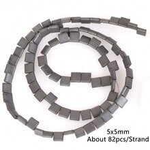 1條天然赤鐵礦石黑色啞面幾何圖案愛心立方圓珠珠寶製作配件耳環項鍊diy配件 15" - 彩色 - 查看 33