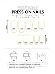 立即升級你的造型，24片中長款法式白邊簡約假指甲套裝，配備果凍凝膠和指甲文件，適合派對和日常使用貼片式假指甲美甲用品