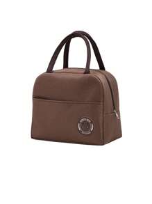 女士午餐袋，保溫便當盒，寬敞手提袋，帶可拆卸肩帶，適用於野餐、工作、遠足、海灘、學校組織袋、教師收納袋、課堂收納袋、教室組織袋 - 棕色 - 查看 10