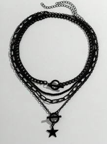 4pcs/Set Vintage Simple Flat Snake Chain Alloy Pendant Necklace With Lobster Clasp, Adjustable Stacking Necklaces, Wear It Daily Or As Festival Gift