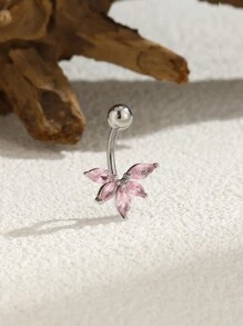 1入流行不鏽鋼扇形葉和方鑽肚臍環,適用於女性 - 彩色 - 查看 4