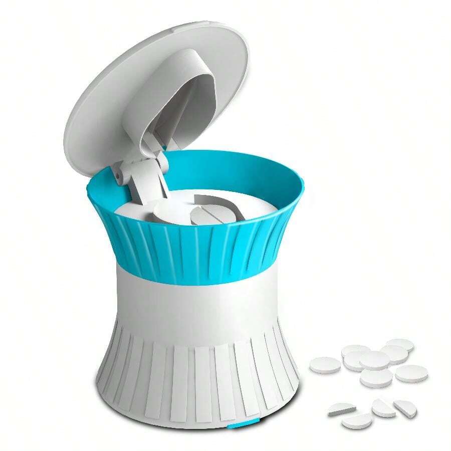 A Blue Pill Crusher That Can Grind And Store Pills, A Safe Household