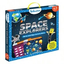 Skillmatics Educational Game - Space Explorers, Reusable Activity Mats With 2 Dry Erase Markers, Gifts For Ages 6 To 9