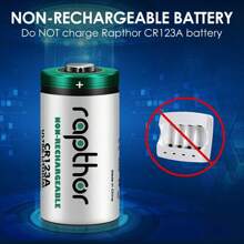 Rapthor CR123A 3 V Lithium-Batterie, 1650 mAh, hohe Lithium-Batterien, 3 V, 123 A, mit integriertem PTC für Taschenlampen, Spielzeug, Alarmsystem, Mikrofone, 20 Stück - 3V - Übersicht 5