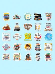50 Sheets Reading Themed Stickers For Notebook, Phone Cover Decoration - Multicolor - View 8