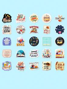 50 Sheets Reading Themed Stickers For Notebook, Phone Cover Decoration - Multicolor - View 7
