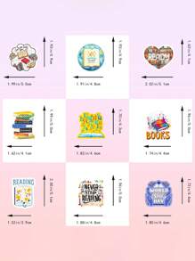 50 Sheets Reading Themed Stickers For Notebook, Phone Cover Decoration - Multicolor - View 5
