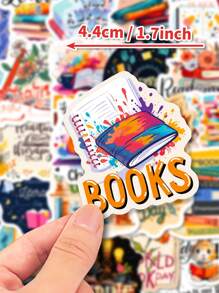 50 Sheets Reading Themed Stickers For Notebook, Phone Cover Decoration - Multicolor - View 9