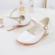 Girls Princess Shoes Sequins Sweet Bows High Heels Wedding Party Dress Shoes Dance Bright Diamond Cosplay Christmas Festival Shoes Pink Blue Purple Gold Silver - 米色 - 查看 3