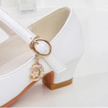 Girls Princess Shoes Sequins Sweet Bows High Heels Wedding Party Dress Shoes Dance Bright Diamond Cosplay Christmas Festival Shoes Pink Blue Purple Gold Silver - 米色 - 查看 2