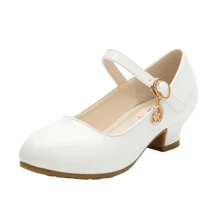Girls Princess Shoes Sequins Sweet Bows High Heels Wedding Party Dress Shoes Dance Bright Diamond Cosplay Christmas Festival Shoes Pink Blue Purple Gold Silver - 米色 - 查看 1