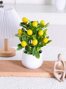 1 pot met kunstmatige potplanten, citroenboom, 24 cm hoog, met 12 vruchten, plastic kunstplanten, materialen, anti-oxidatie en snelle vervaging, moderne eenvoudige stijl - gebruikt voor huisdecoratie, vaasbloemstuk, bruiloftsdecoratie, restaurantdecoratie, feest Decoratie, woonkamerdecoratie, slaapkamerdecoratie, doe-het-zelf muur, kantoordecoratie. - Geel - Bekijken 7