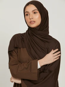 1pc Women's Solid Color Jersey Hijab Scarf, Various Sizes Available Headband For Abaya Women Veil