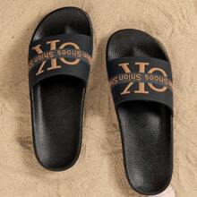 2025 New Style Men's Thick Sole Slippers,Indoor/Outdoor House Bathroom Waterproof Anti-Slip Beach Slide Sandals