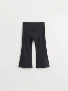 MARC&JANIE Young Girl's Stretchy Ribbed Yoga Flare Pants, Spring/Summer - Black - View 5