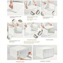 Sang trọng Ánh sáng Nhựa Lưu trữ Tủ , Đa chức năng Đồ chơi Bữa ăn nhẹ Dày lên Lưu trữ Tủ , Trong suốt Hút từ tính Dung lượng lớn Giày Tủ Đối với Vật dụng trong nhà Sử dụng - Màu be - Xem 6