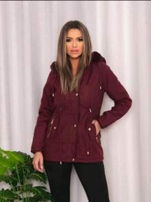 Women Trench Coats - 酒紅色 - 查看 1