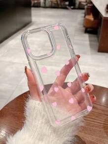 Pink Heart Pattern Air Cushion Creative Shockproof Phone Case Protective Cover Compatible With IPhone - Pink - View 1