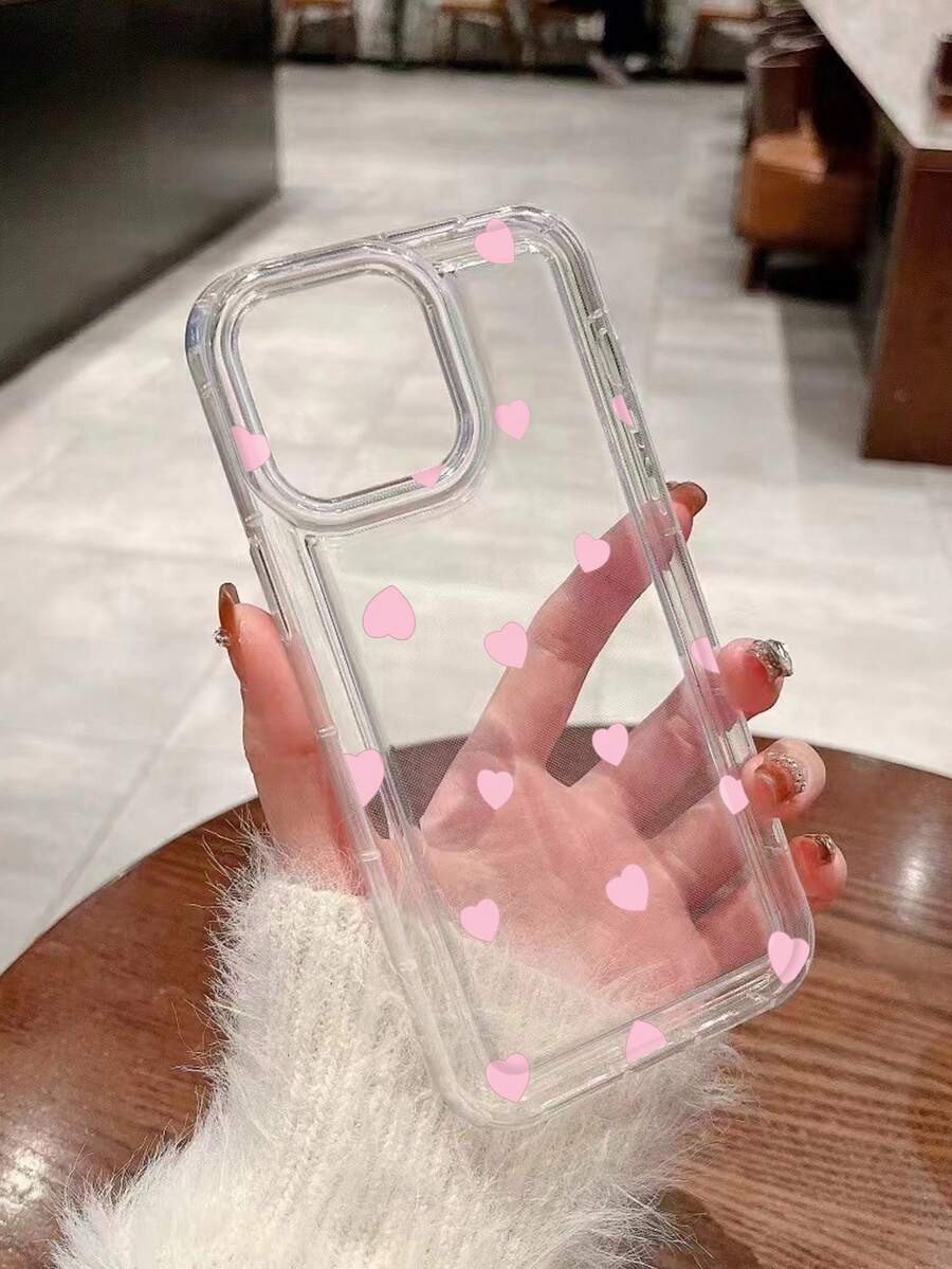 Pink Heart Pattern Air Cushion Creative Shockproof Phone Case Protective Cover Compatible With IPhone - Pink - View 1