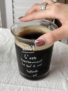 1 cốc thủy tinh, cốc đồ họa chữ cái hiện đại cho gia đình - trắng - Xem 1