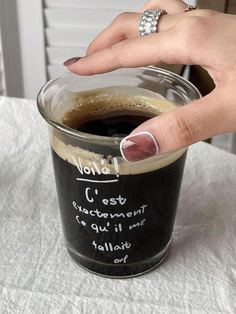 1 cốc thủy tinh, cốc đồ họa chữ cái hiện đại cho gia đình - trắng - Xem 1