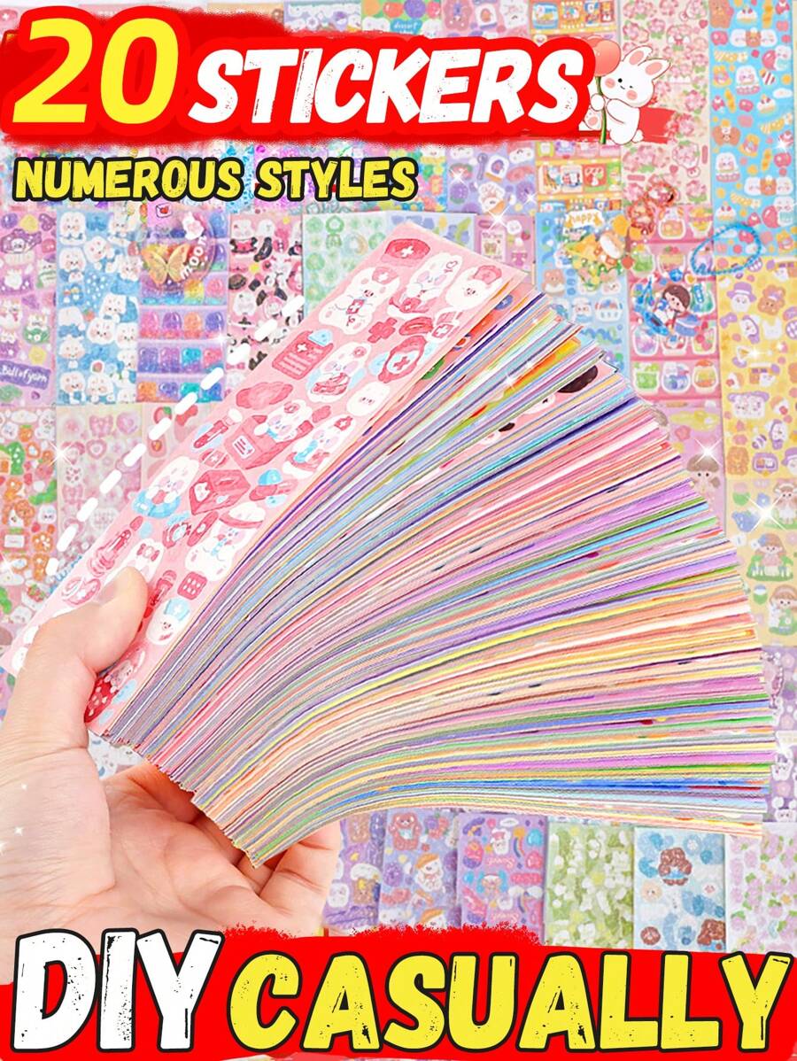 10 chiếc/20 chiếc Phim hoạt hình dễ thương Mẫu Hình dán ( Ngẫu nhiên Phong cách ) ( Đóng gói In Trong sáng Nhựa Cái túi ) Hình dán Tính năng Không thấm nước Chất liệu Và Cắt , Đến Cắt Tay , Hơn 1 Miếng Nhíp Như Qủa tặng , Thích hợp Đối với Tuổi  3 Và Bên trên - Nhiều màu - Xem 1