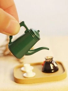 1 Set Puppenhaus Miniatur Kaffeebecher Set, 1:12 Maßstab Miniatur Küchenzubehör, Inklusive Leeren Becher, Löffel Und Teller