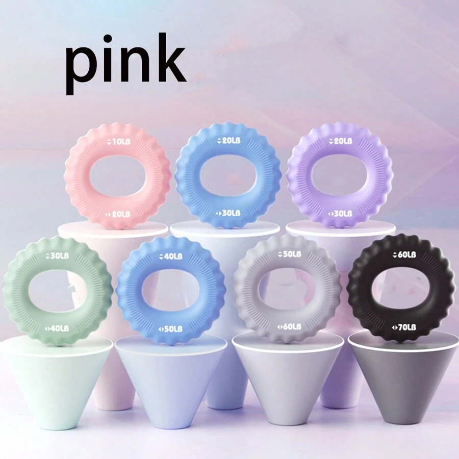 1入組/個雙倍強度握圈,適用於手臂和手部運動,五指力量和靈活性訓練,握力訓練裝置,矽膠握環 - 粉色 - 查看 1